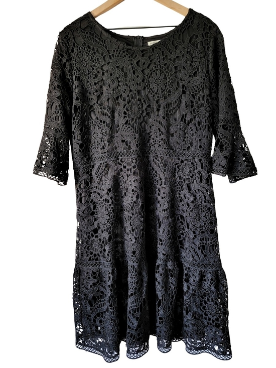 JessaKae Dresses & Skirts - JessaKae Black Crochet Lace Midi Dress Bell Sleeves XXXL